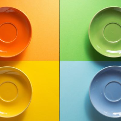 empty plate at colorful background